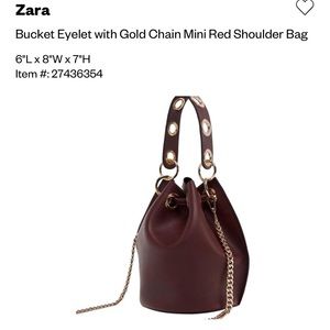 Zara burgundy bucket bag crossbody gold